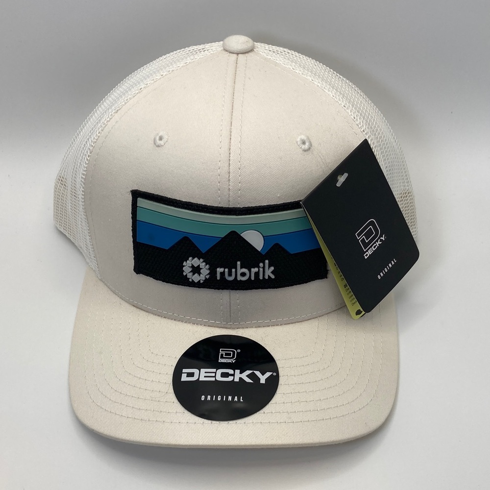 Rubrik Decky Classic Trucker Hat White Mesh Back NWT